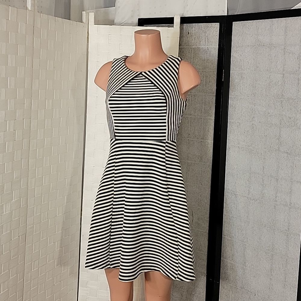 ATTENTION STRIPE SLEEVELESS ROUNDNECK MINI DRESS - Picture 3 of 12